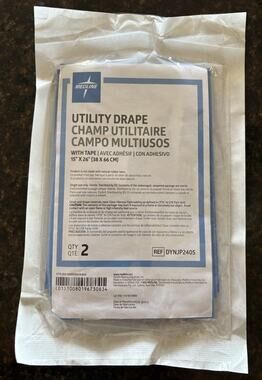 Medline 15" x 26" Sterile Surgical Utility Drapes w/Tape 2 in a pack